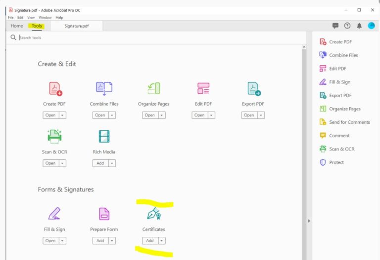 adobe setup digital signature